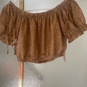 Altar'd State Brown Floral Off-Shoulder Blouse